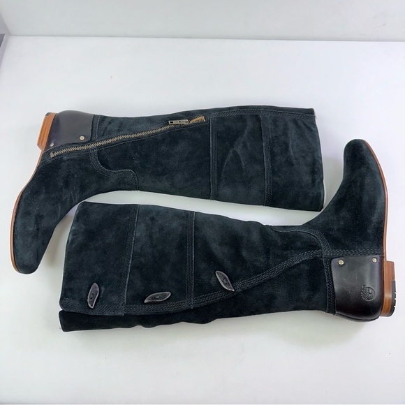 Timberland Boots Suede Size 6.5 Tall Knee Black 63636 - Picture 3 of 8